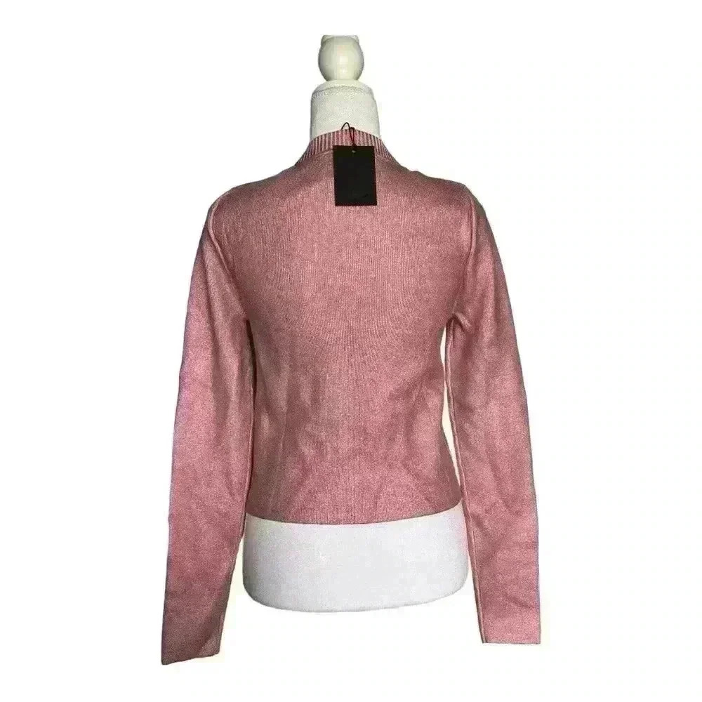 NBD Revolve NWT Talya Pink Metallic Coated Crew Neck Long Sleeve Sweater M - Picture 5 of 10